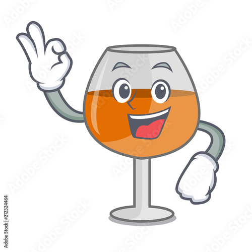 Okay cognac ballon glass character cartoon