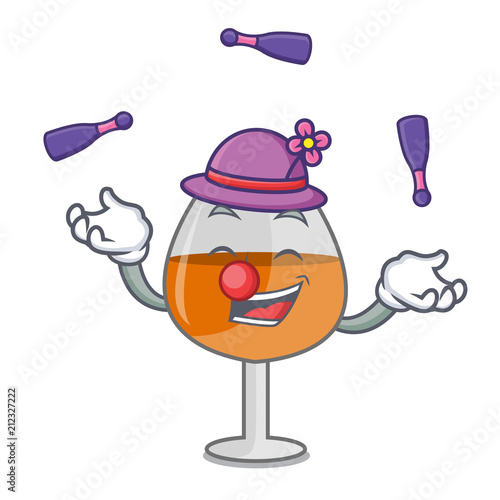 Juggling cognac ballon glass mascot cartoon