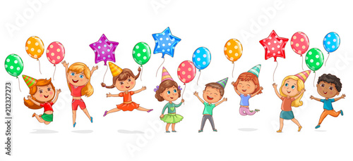 Cute kids joy balloons birthday © pinkcoala