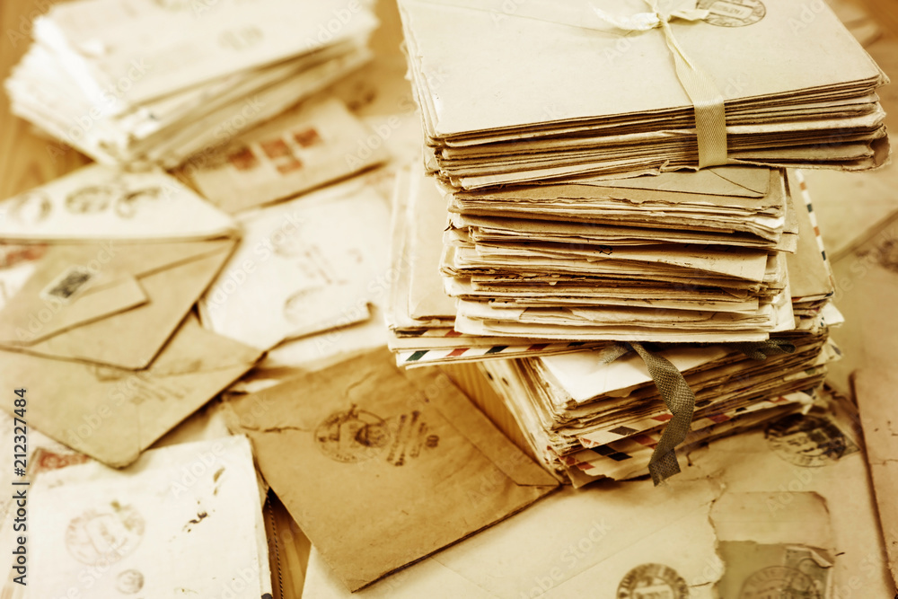 Pile of the old paper letters Stock Photo | Adobe Stock