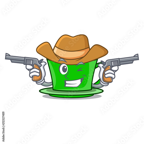 Cowboy green tea character cartoon
