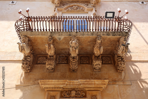 exteriors of Nicolaci palace, Noto, sicily, Italy