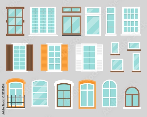 Window and frame in various design, flat design