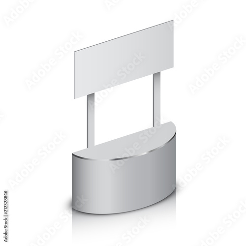 Exhibition stand, expo stand with signboard, isolated on white