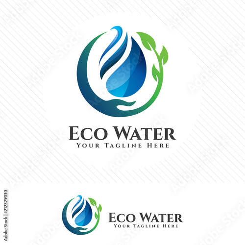 Water drop logo,  green ecology and fresh water concept design vector.