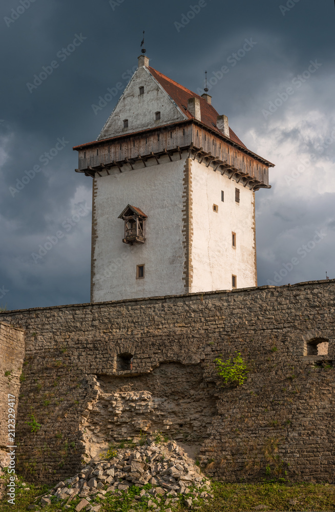 The Narva Castle Herman -est. Hermanni linnus- is a medieval castle in the Estonian city of Narva on the banks of the Narva River. The city of Narva is on the border of Estonia and Russia. Estonia The Narva Castle Herman -est. Hermanni linnus- is a medieval castle in the Estonian city of Narva on the banks of the Narva River. The city of Narva is on the border of Estonia and Russia. Estonia