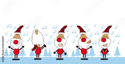 Weihnachtsmann-Team singt - cartoon-IT
