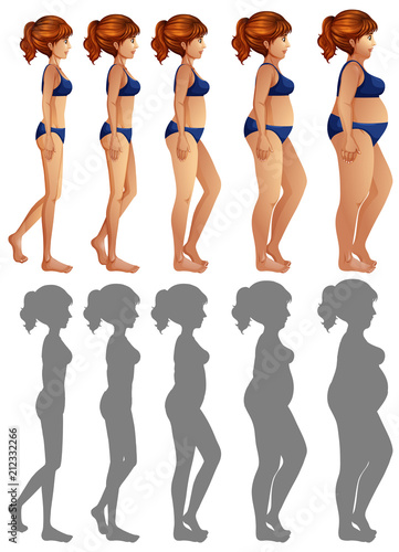 A Set of Woman Side Body and Silhouette