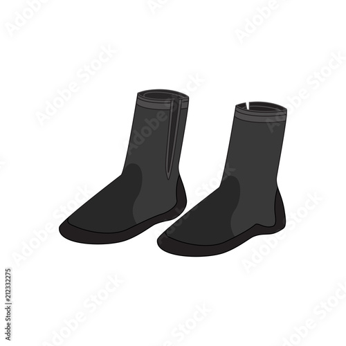 Boots for diving. Abstract concept, icon. Vector illustration on white background.