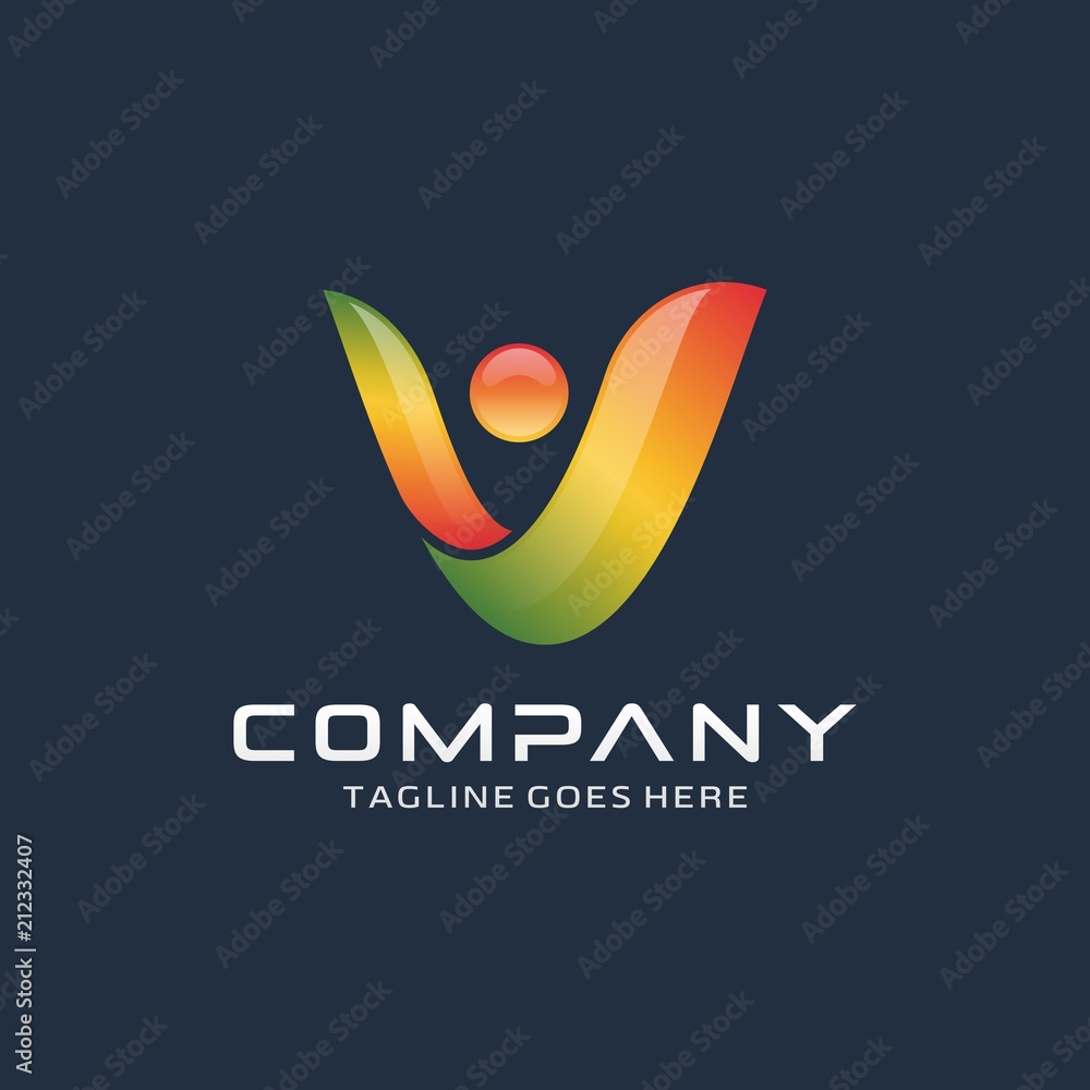 Fototapeta premium Modern letter V logo design