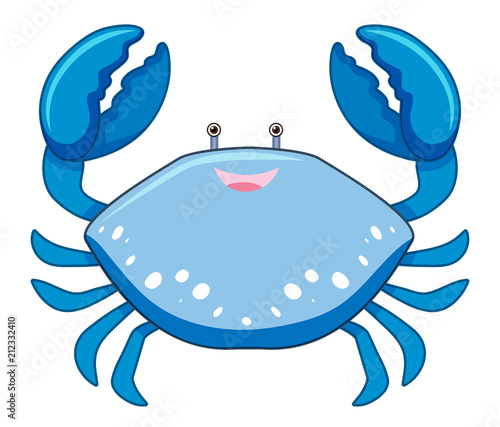 A Cartoon Blue Crab on White Background