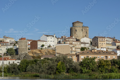 vista de la villa de Alba de Tormes y su castillo torreón en Salamanca