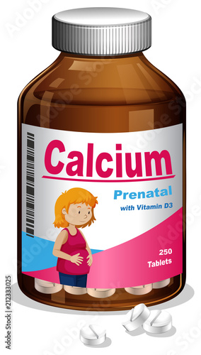 Bottle of prenatal calcium with Vitamin D3