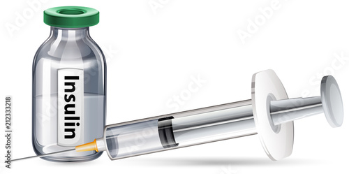 An Insulin and Syringe on White Background