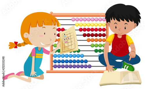 Children Learning Math with Abacus