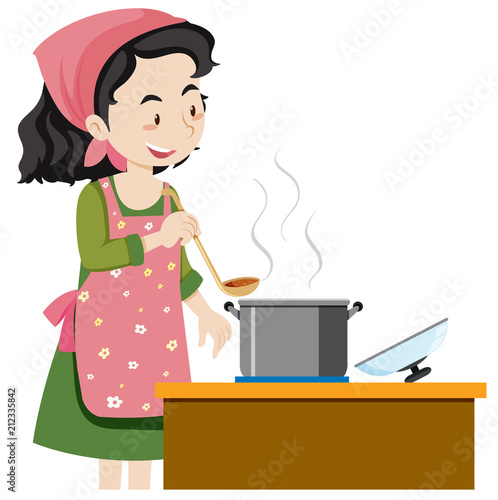 A Mother Cooking Soup