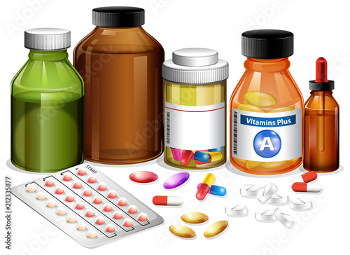 Set of various medicines