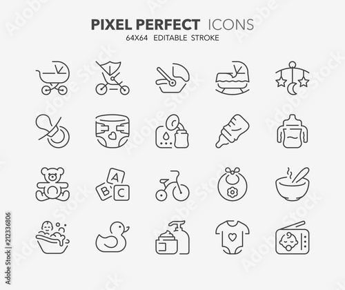 baby thin line icons 2