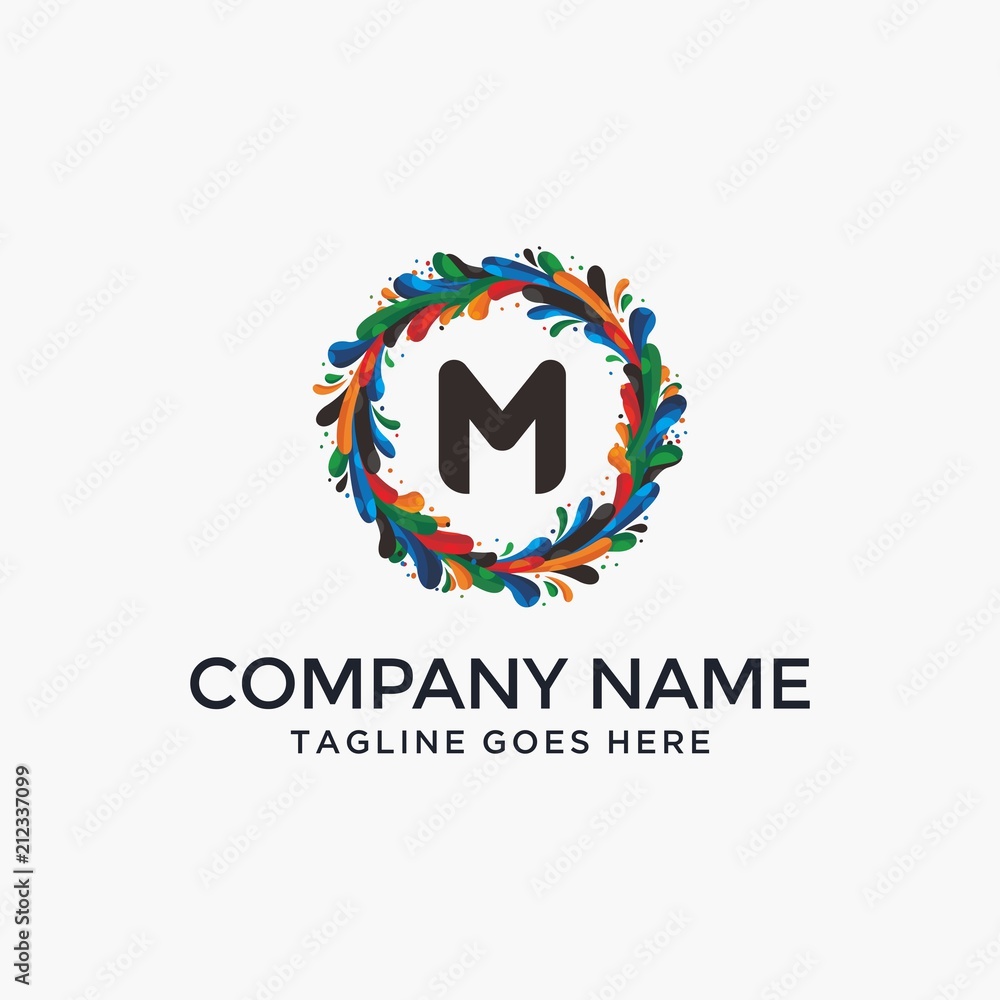 Letter M with colorful circle logo design Letter M with colorful circle logo design