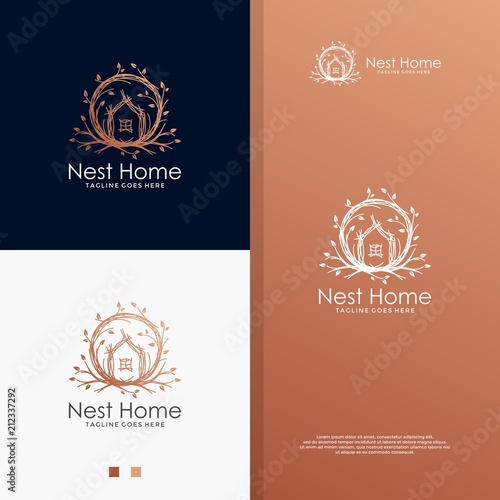 Nest house logo. Real estate logo