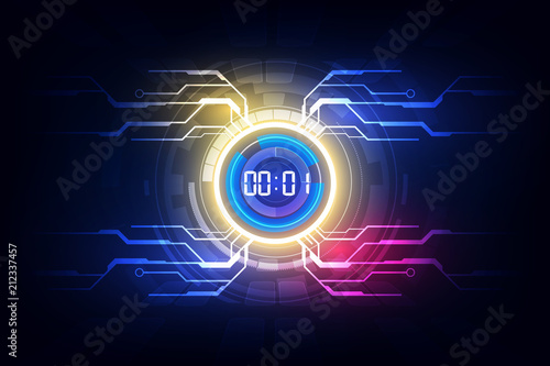 Abstract Futuristic Technology Background with Digital number timer concept and countdown, vector transparent