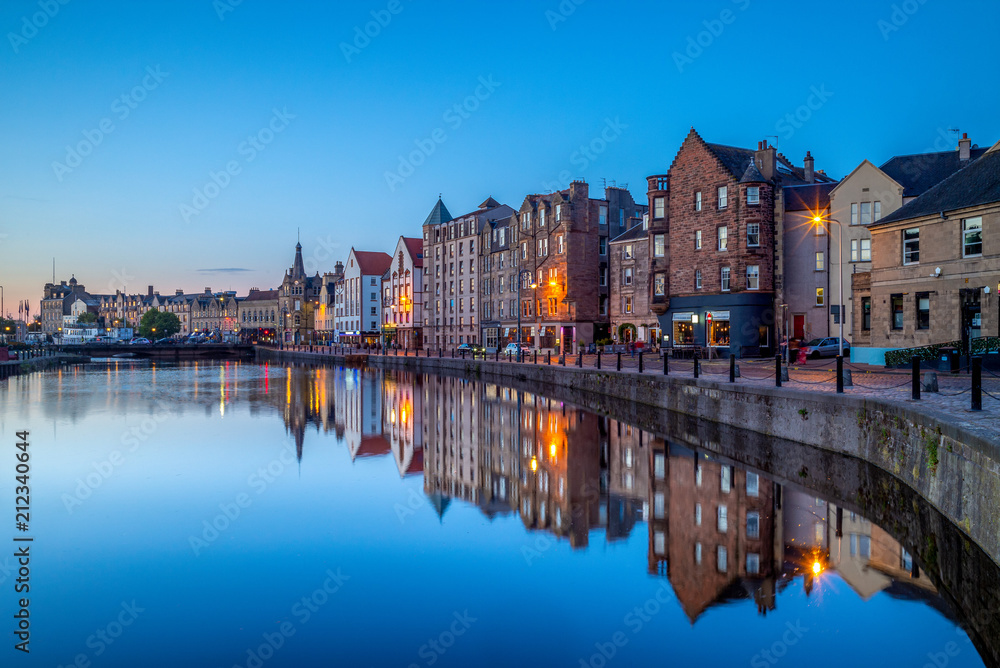 night view of leith by the river