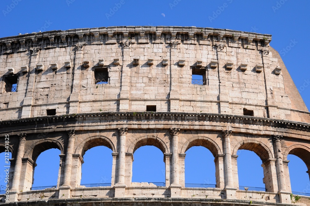 The close up of Colosseo in Rome, Italy
