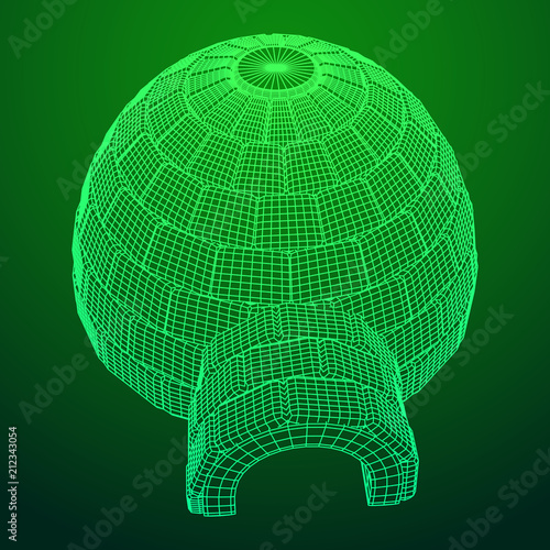 Igloo icehouse. Snowhouse or snowhut. Eskimo shelter built of ice. Wireframe low poly mesh vector illustration