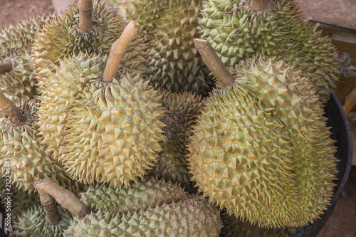 Group of durian in the market. © aedkafl