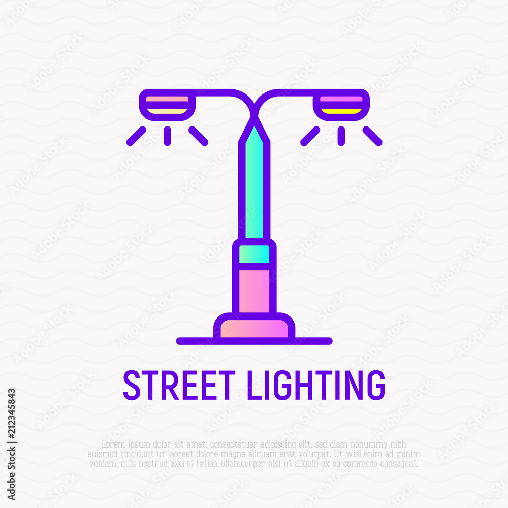 Street lighting thin line icon. Modern vector illustration of lantern. Street lighting thin line icon. Modern vector illustration of lantern.