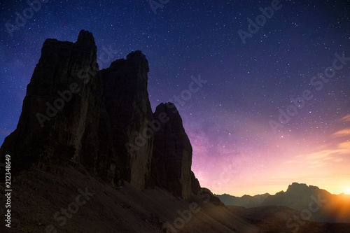 Milky Way astrophotography with Tre Cime di Lavaredo
