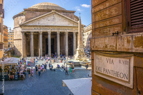 Pantheon in the morning, Rome, Italy, Europe. Rome ancient temple of all the gods. Rome Pantheon is one of the best known landmarks of Rome and Italy.