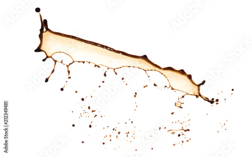 Coffee splash with drops isolated on white background