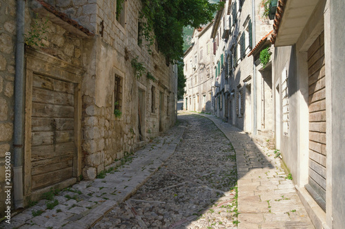 Ancient cobblestone street. Montenegro  town of Risan  Gabela street  this is one of the oldest roads in Europe