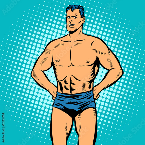 Man swimmer in swimming trunks
