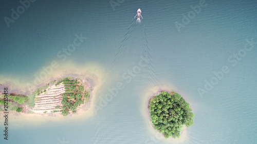 Aerial photos of the tianzi lake and islands in anhui province, China. © 公 郎