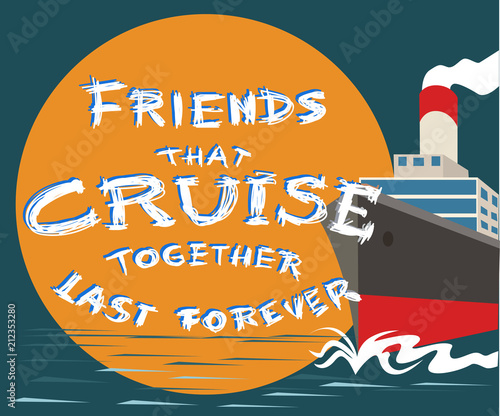 Typography slogan with ship and sea, vector for t-shirt, print, card	
