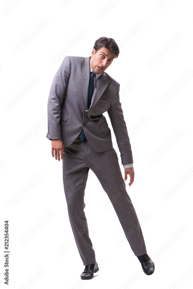 Young puppet businessman isolated on white background Young puppet businessman isolated on white background