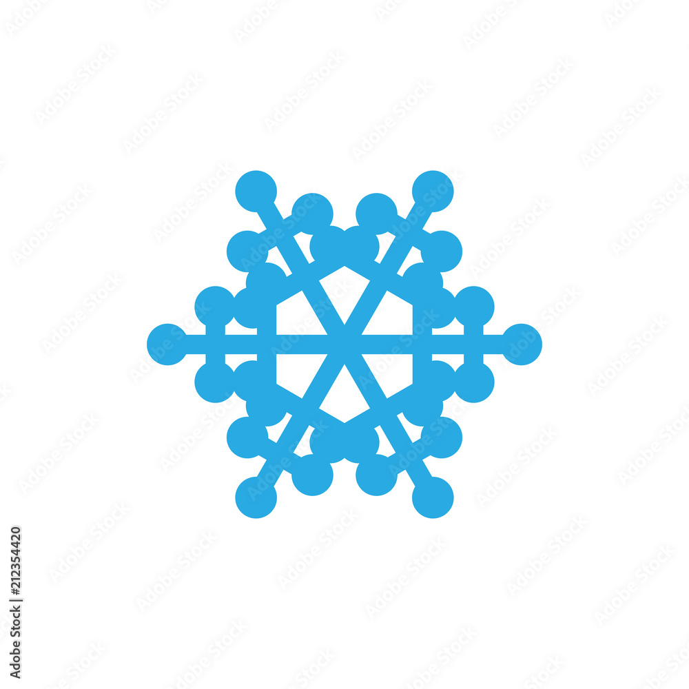 Snowflake icon. Blue silhouette snow flake sign, isolated on white background. Flat design. Symbol of winter, frozen, Christmas, New Year holiday. Graphic element decoration. Vector illustration Snowflake icon. Blue silhouette snow flake sign, isolated on white background. Flat design. Symbol of winter, frozen, Christmas, New Year holiday. Graphic element decoration. Vector illustration