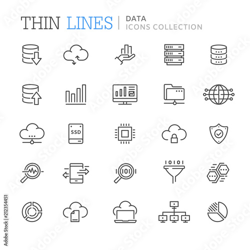 Collection of data line icons