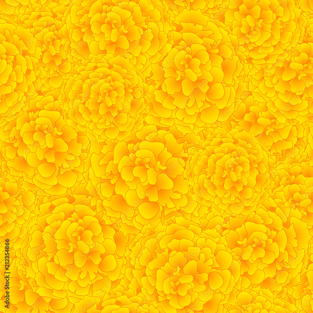 Obraz premium Yellow Marigold Seamless Background.