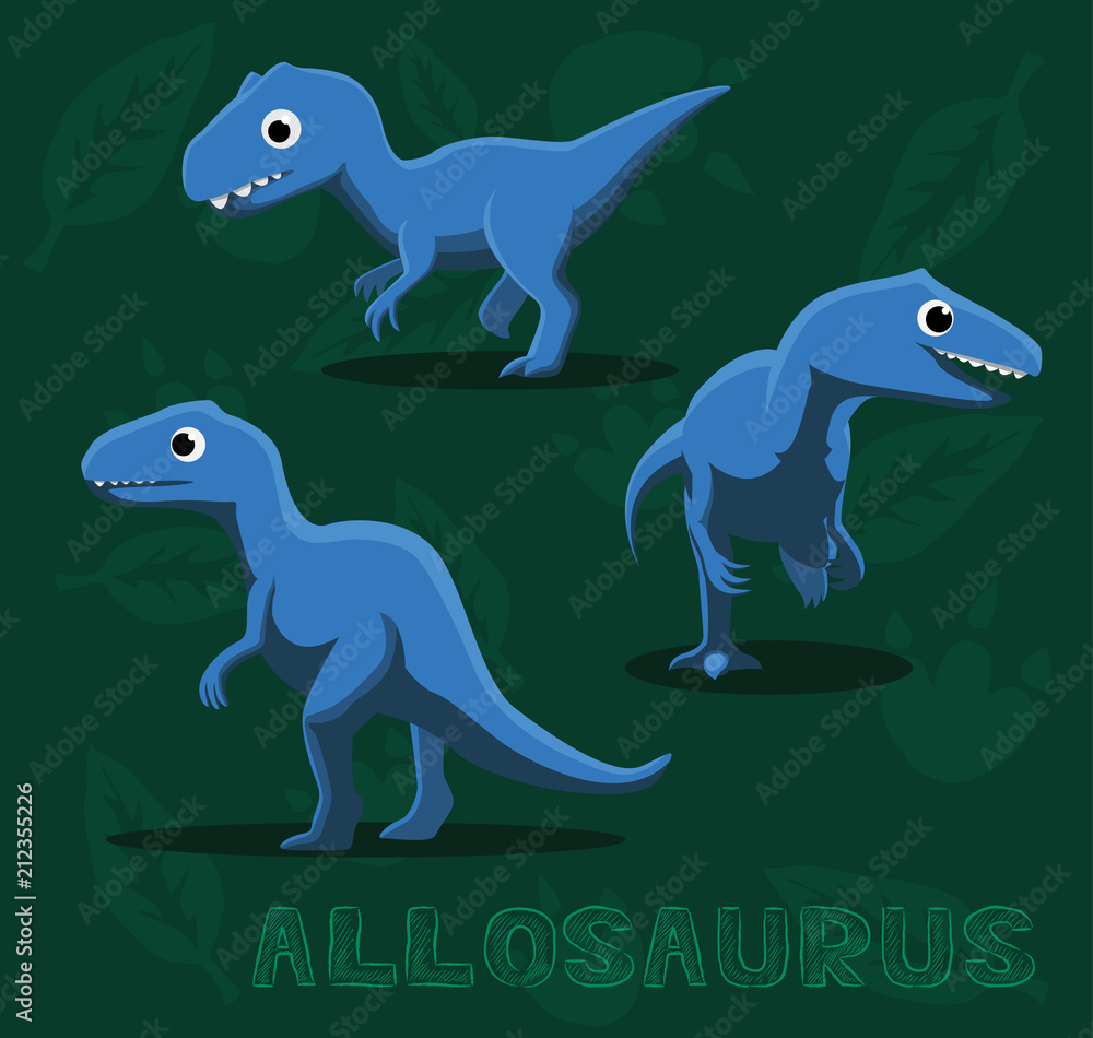 Naklejka premium Dinosaur Allosaurus Cartoon Vector Illustration