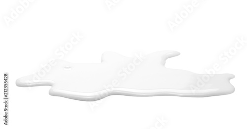 Fotografie, Obraz Spilled milk puddle isolated on white background and texture