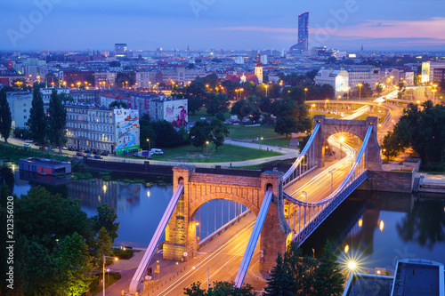 Wroclaw cityscape in the evening (sunset)