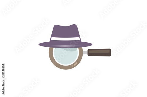 Magnifying Hat Objects Logo Design Illustration