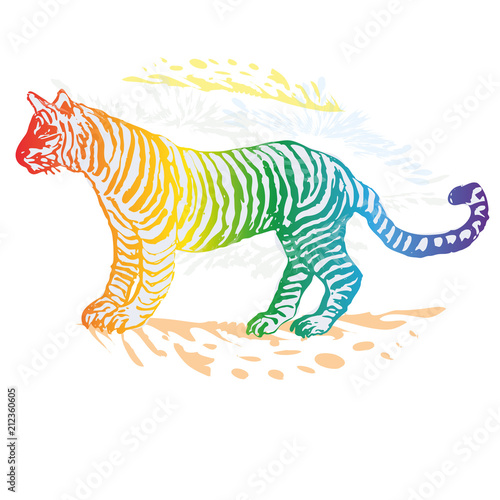 Tiger mit Regenbogenfarben