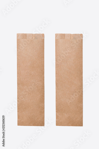 brown paper bags for shaurma or sandwich on a white background