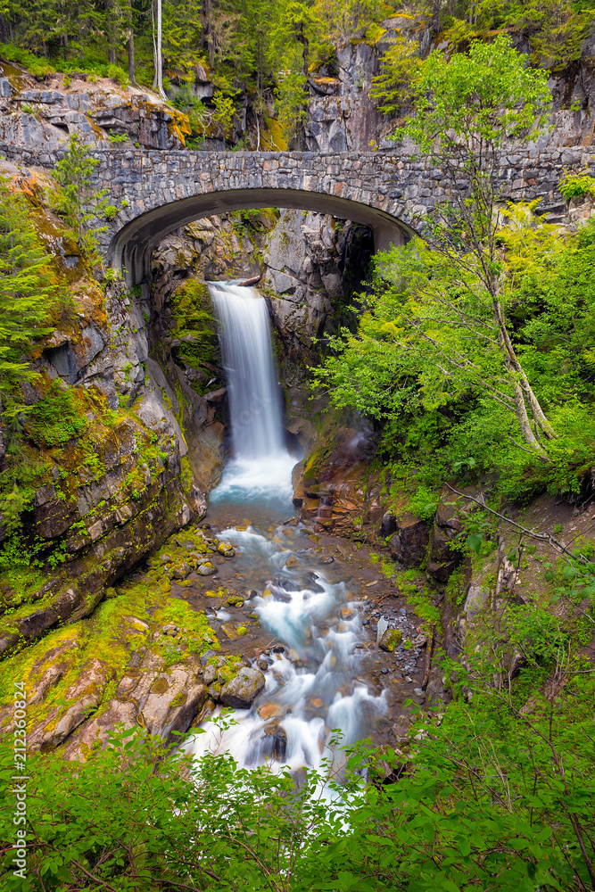 Fototapeta premium Christine Falls under Bridge in Mt Rainier National Park WA state
