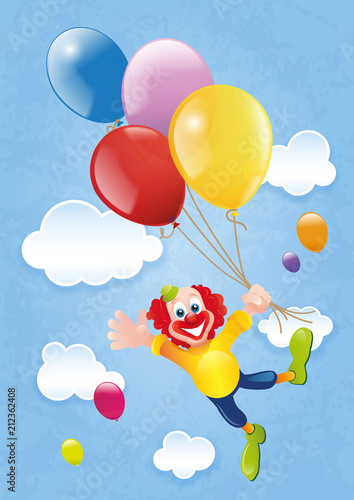 Illustration Clown mit Luftballon