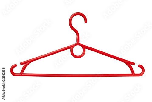 Tableau sur toile red coathanger is on white, coat hangers is as single object, red plastic coat-h